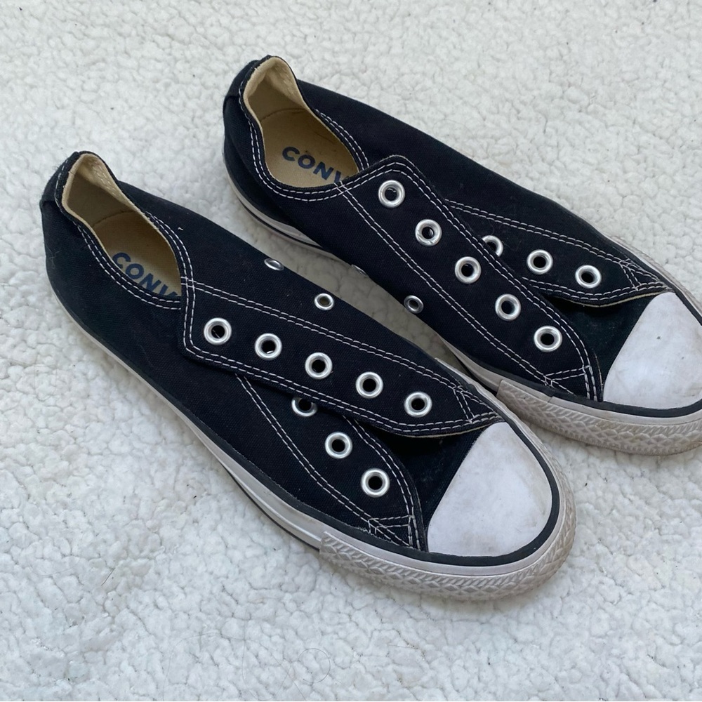 Converse All Star low-top black sneakers Sz W6 M4 no laces